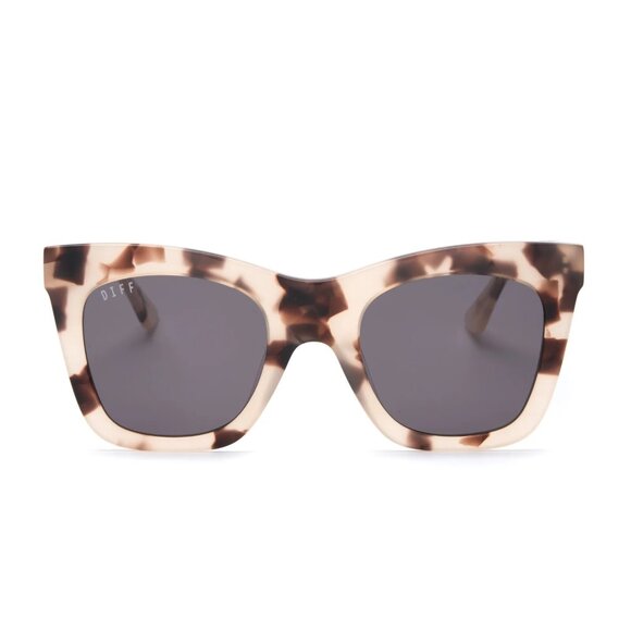 Diff Eyewear Kaia Cream Tortoise Sunglasses w Branded Case Kai Rectangle Sunglasses | Nutshell & Brown | DIFF Eyewear main image 2